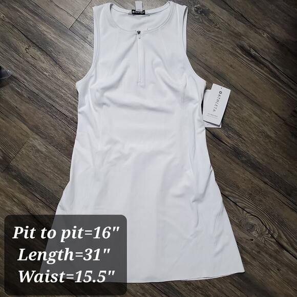 ATHLETA Women Size Medium Ace Tennis Golf White Dress 1/4 Zip Sleeveless NEW - Picture 13 of 14